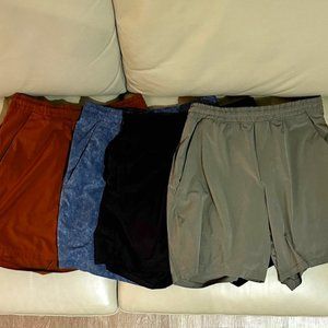 4 Mens Lululemon Athletic Shorts Medium LInerless Pace Breaker and THE T.H.E.